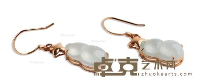 翡翠玻璃种葫芦耳环 长0.55cm；宽0.47cm；高0.2cm