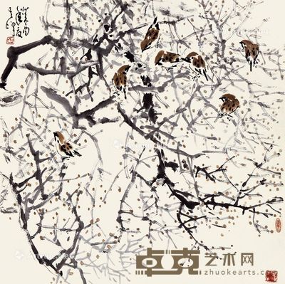 孙其峰 群雀图 68×68cm