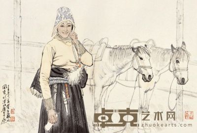高博 藏族人物 52×77cm