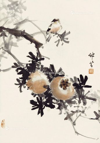 穆仲芹 石榴小鸟