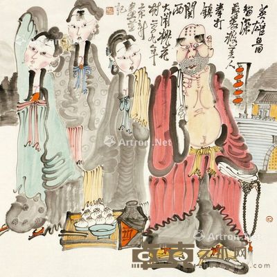 周京新 水浒人物 69×68cm