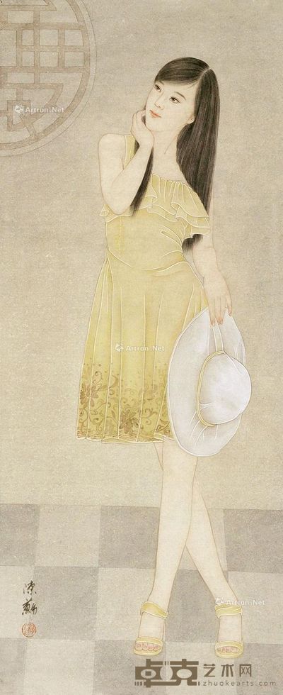陈苏 仕女 91×39cm