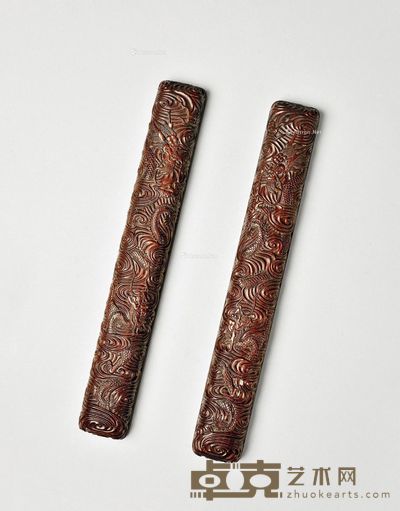 云龙纹红木镇纸 （一对） 2.5×29.8×4.2cm