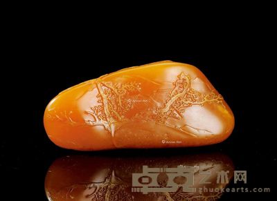 林文举作 田黄石渔樵问答薄意摆件 高3.2cm