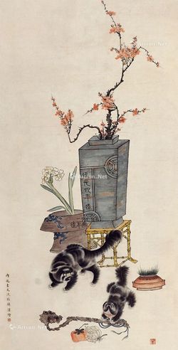 沈振麟 猫戏图