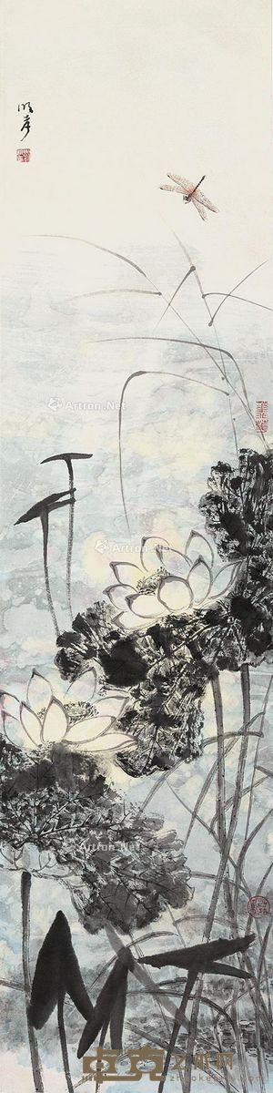 刘明孝 荷花 139×34cm