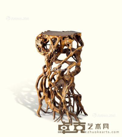 清代（1644～1911） 随形木根香几 高69cm
