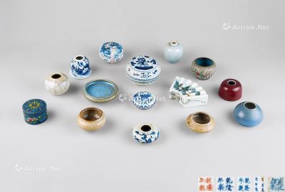 清代（1644～1911） 青花盖盒 钧窑水盂 印泥盒等一批