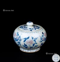 清代（1644～1911） 青花加彩二龙纹盖罐