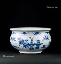 清代（1644～1911） 青花博古纹笔洗