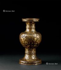 清代（1644～1911） 铜洒金弦纹盘口瓶