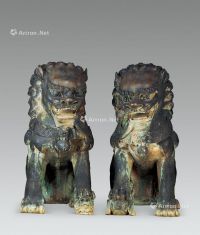 清代（1644～1911） 铜狮 （一对）