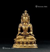 清代（1644～1911） 铜鎏金无量寿佛座像