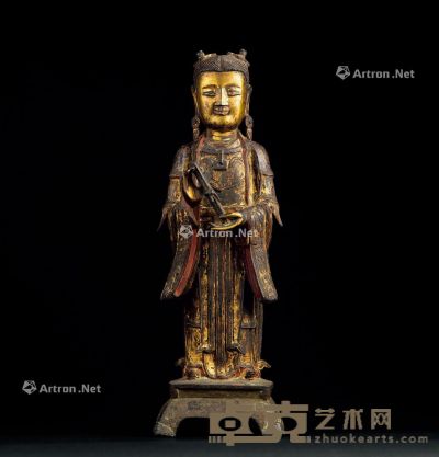 明代（1368～1644） 铜鎏金道教佛像 高45.8cm?