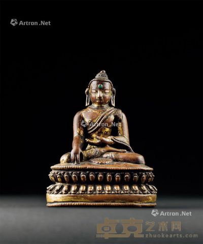 十四-十五世纪 铜鎏金藏佛座像 高14cm?