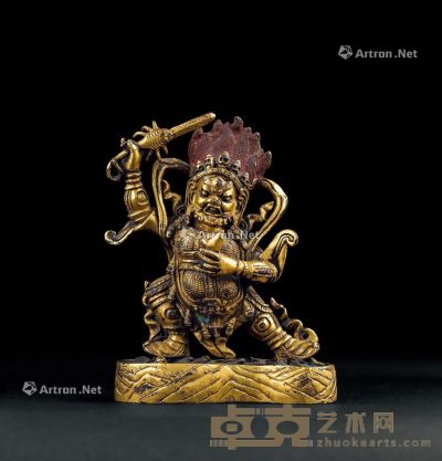 清代（1644～1911） 铜鎏金大黑天立像 高11.3cm?