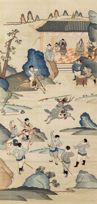 清代（1644～1911） 缂丝狩猎人物故事图
