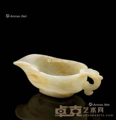 清代（1644-1911） 白玉雕兽把杯 长8.5cm；宽4cm；高2.6cm