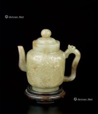 明代（1368-1644） 喜上眉梢纹青玉茶壶