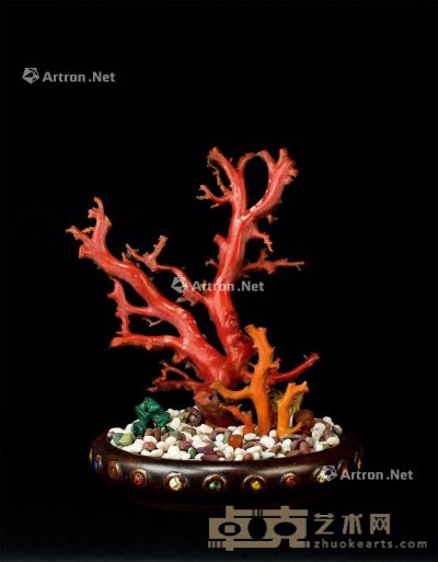 清代（1644-1911） 红珊瑚盆景摆件 通高31cm；主枝重量673g