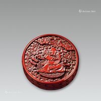 明代（1368-1644） 剔红人物花卉纹香盒