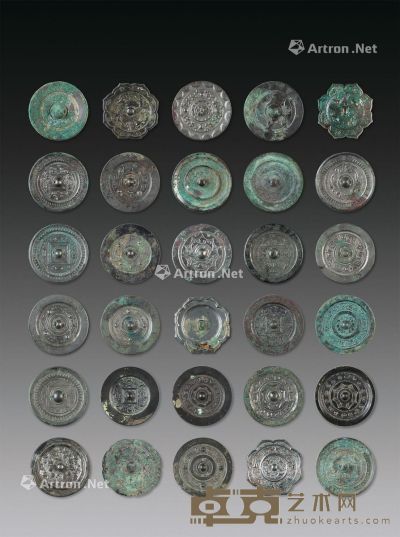 汉代-唐代（B.C.206-907） 各式铜镜 （三十件一组） 尺寸不一