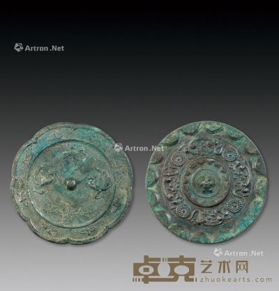 汉代（B.C.206-A.D.220（唐代（618-907） 四龙镜 双鸾御绶镜 （二件一组） 尺寸不一