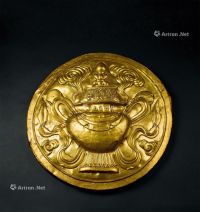 明代（1368-1644） 铜鎏金藏式法器挂屏