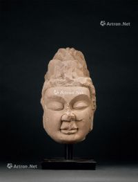 唐代（618-907） 红砂石佛首