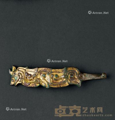 青铜鎏金貔貅带钩 长16.9cm