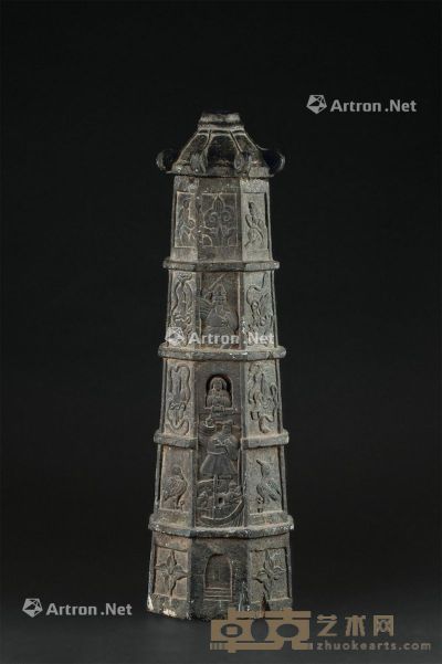 唐代-宋代（618-1279） 石雕暗八僊人物纹佛塔 高58cm