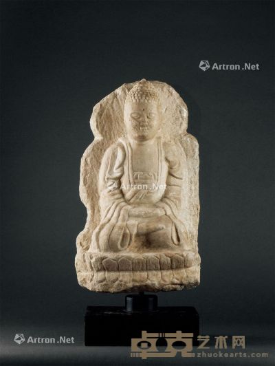 宋代-元代（960-1368） 汉白玉石佛座像 高37.5cm