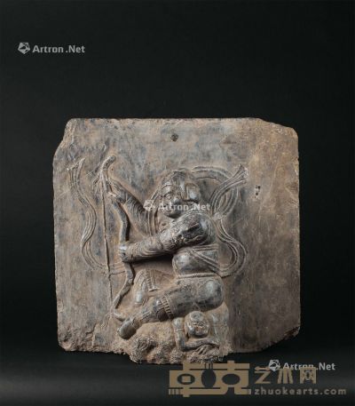 唐代（618-907） 石雕天王座像 高44.5cm