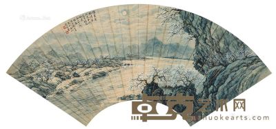 春江花月 扇面 设色纸本 18.5×50.5cm