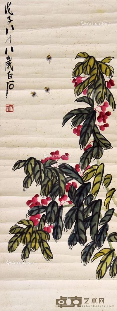 齐白石 花卉草虫 95×36cm
