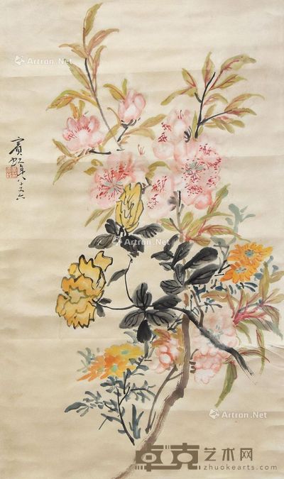 黄宾虹 牡丹 84×50cm