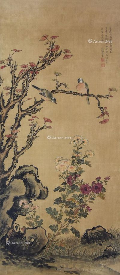蒋廷锡 花鸟 119×52cm