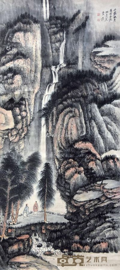 张大千 万壑争流 136×62cm
