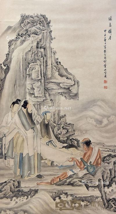 上官周 瑶岛仙居图 118×65cm