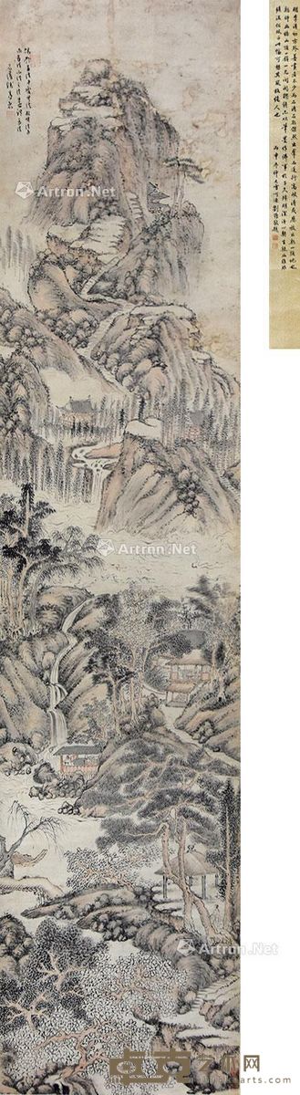 石溪 山水 263×57cm