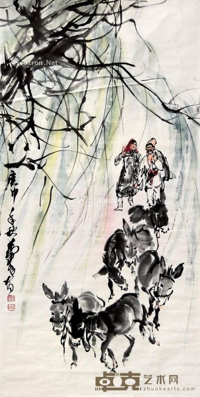 黄胄 赶驴图 103×52cm