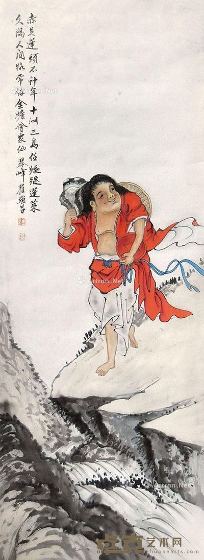翟继昌 刘海戏金蟾 109×30cm