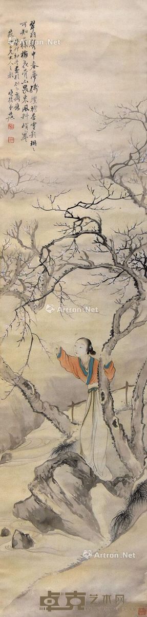 费丹旭 仕女 137×34cm