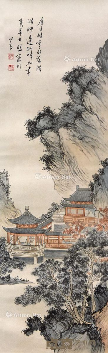 溥心畬 山水人物 84×25cm