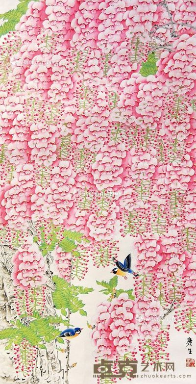 周彦生 花鸟 126×65cm
