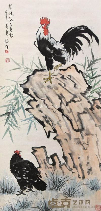 徐悲鸿 官上加官 133×63cm