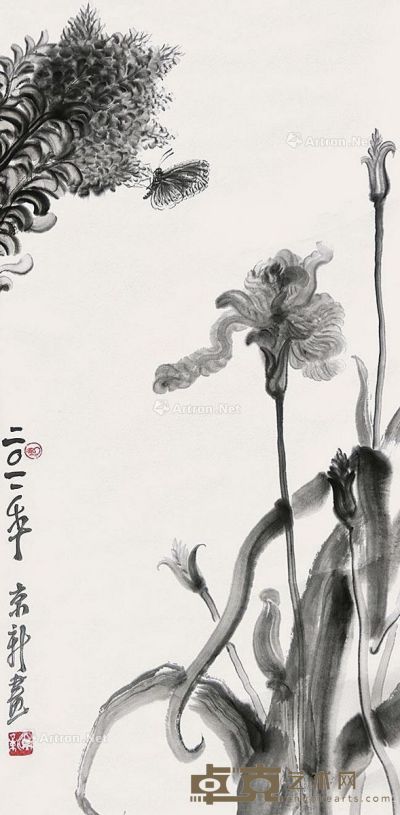 周京新 花卉 68×34cm