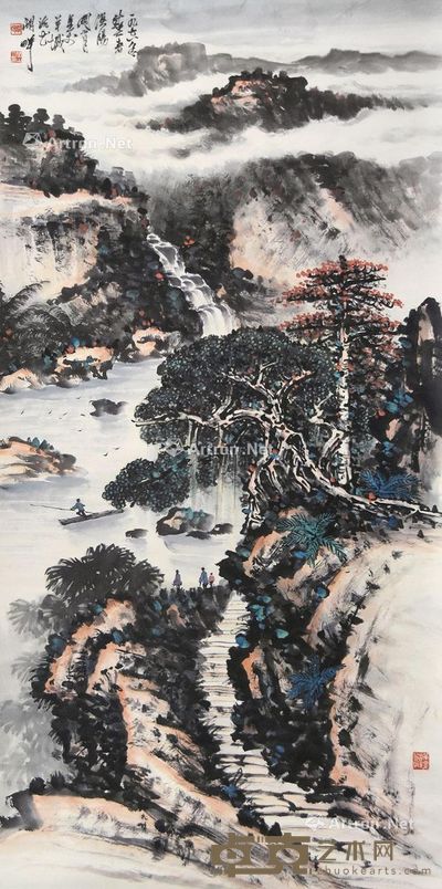 关山月 山水 138×69cm