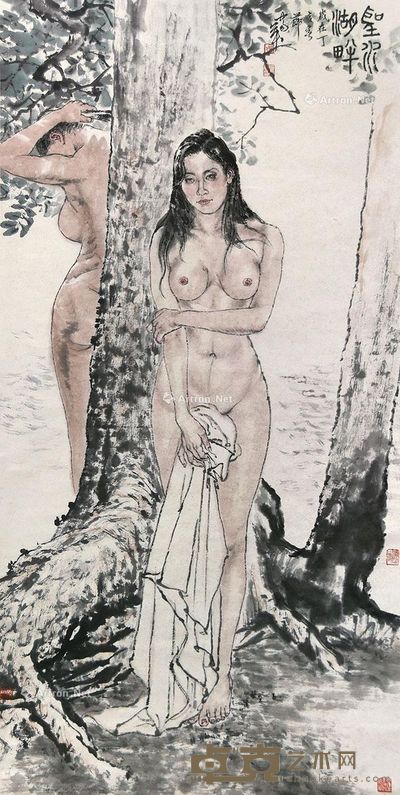 何家英 望水湖畔 137×68cm