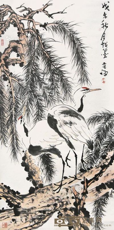 李苦禅 松鹤图 136×67cm